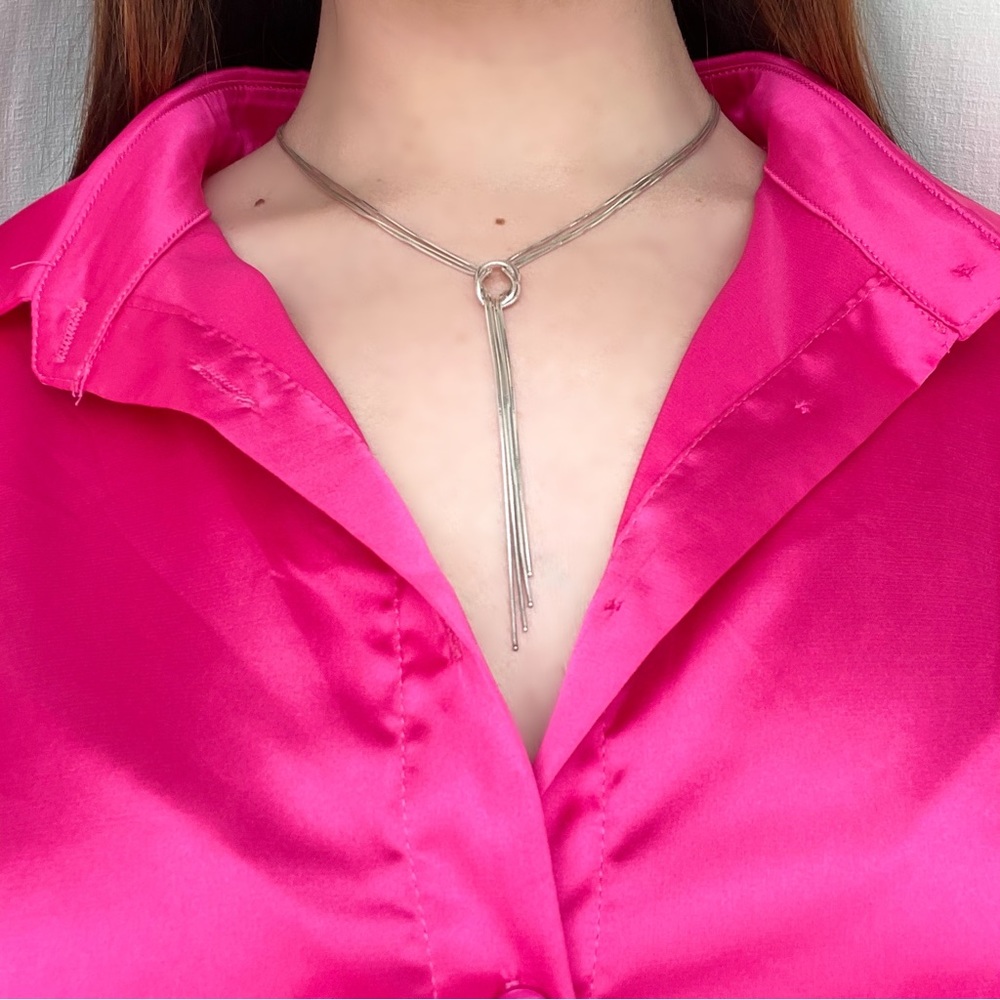 Sterling Silver Knot Necklace, Classic, trendy, minimalist, Y2K, Snake chain